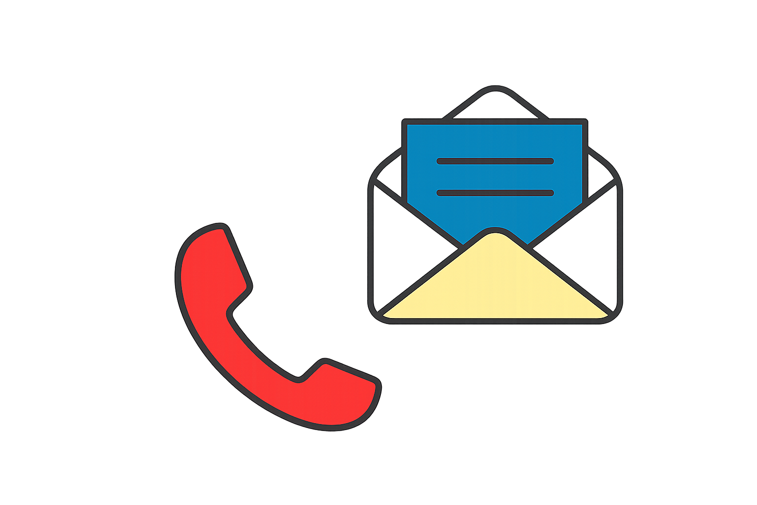 Red handset and yellow envelope illustration